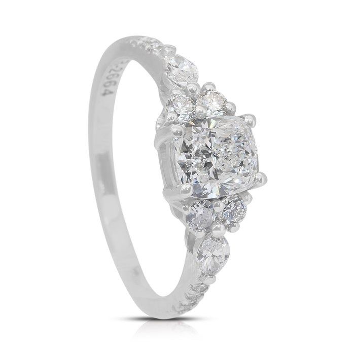 טבעת פאווה יהלומים זוהרת 1.43 קראט בזהב לבן 18 קראט - GIA מתועדת – תמונה 6