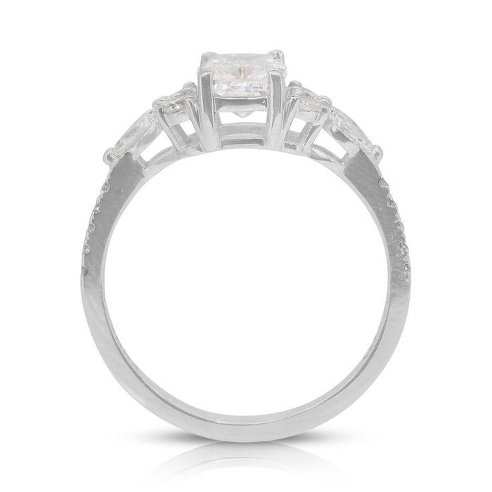 טבעת פאווה יהלומים זוהרת 1.43 קראט בזהב לבן 18 קראט - GIA מתועדת – תמונה 8