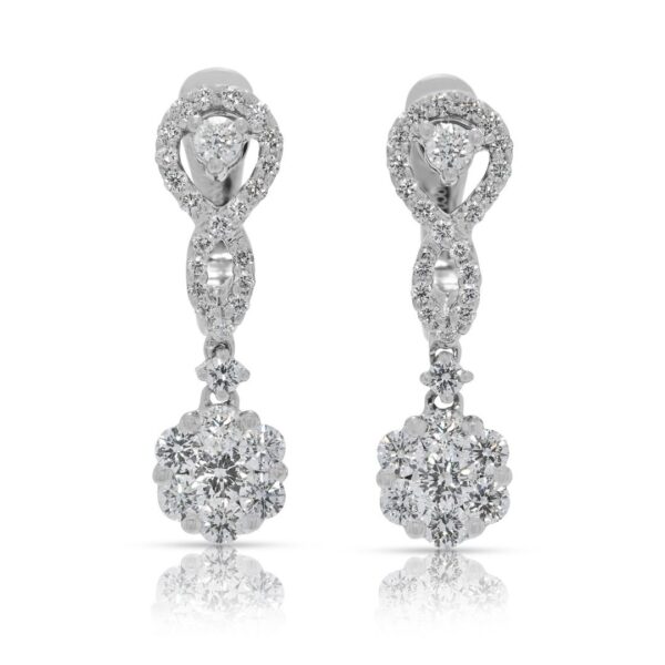 עגילי טיפה זוהרים משובצים יהלומים במשקל 0.58 קרט מזהב לבן 18 קראט