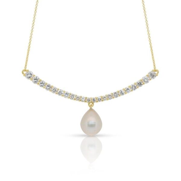 ענק פנינת מים מתוקים מתורבתת ויהלומים זוהר, 6.15ct, בזהב צהוב 18k - מתועדת IGI