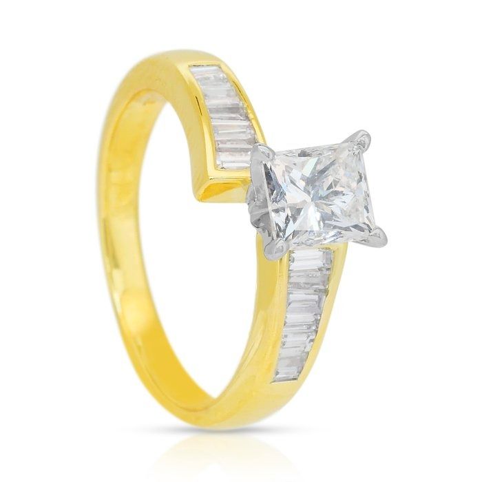 טבעת יהלומים יוקרתית במשקל 1.41 קראט בזהב 18 קראט צהוב ולבן - מתועדת IGI – תמונה 7