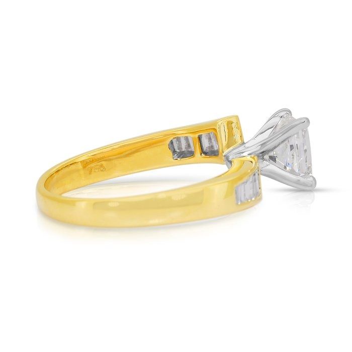 טבעת יהלומים יוקרתית במשקל 1.41 קראט בזהב 18 קראט צהוב ולבן - מתועדת IGI – תמונה 4