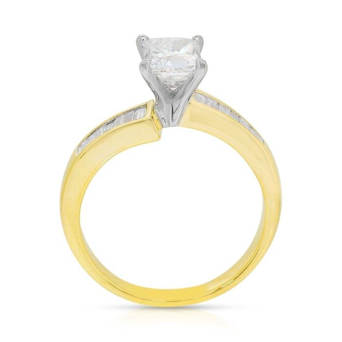 טבעת יהלומים יוקרתית במשקל 1.41 קראט בזהב 18 קראט צהוב ולבן - מתועדת IGI – תמונה 8