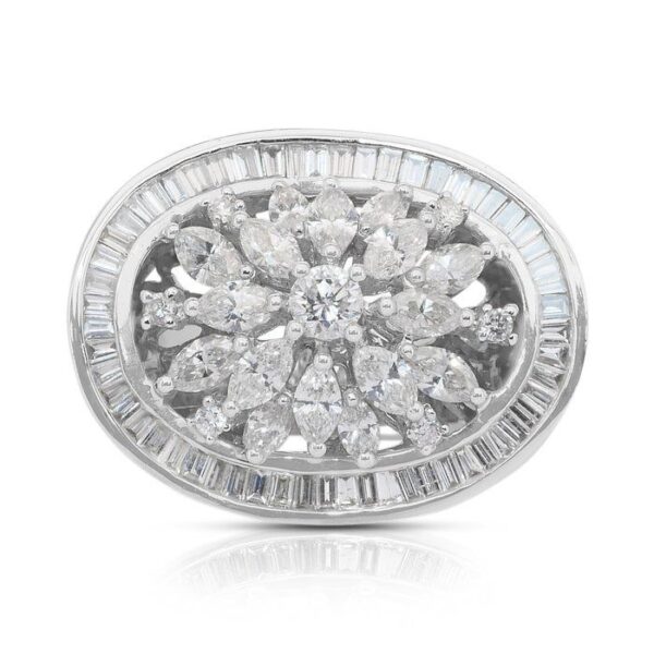 טבעת קוקטייל יוקרתית משובצת יהלומים במשקל 2.46ct מזהב לבן 18k - מתועדת IGI