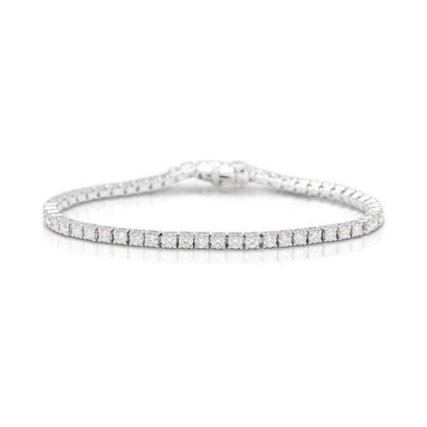 צמיד טניס יוקרתי בשיבוץ יהלומים טבעיים במשקל 3.00 קראט, בזהב לבן 18K (חדש).