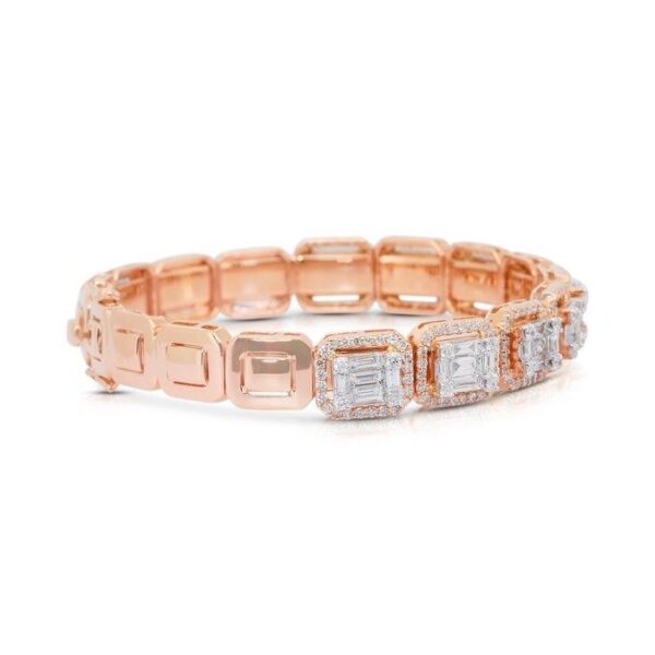 צמיד יהלומים מרהיב במשקל 4.61 קרט בזהב ורוד 18 קראט - מתועד IGI