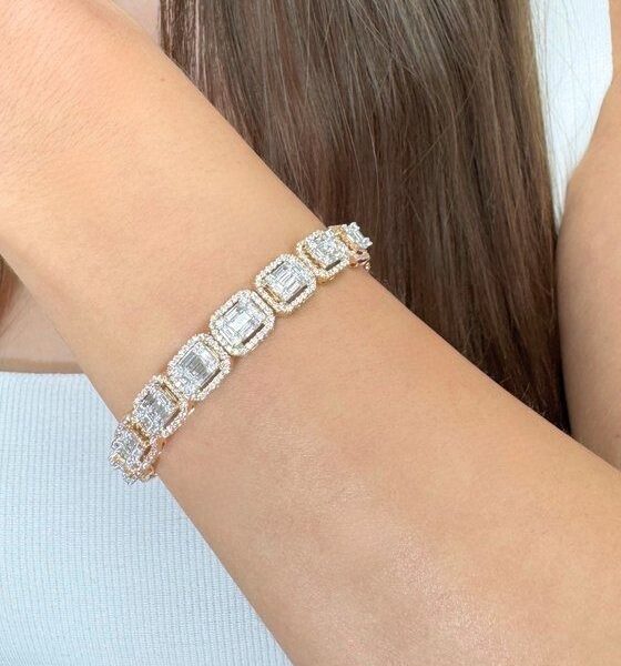 צמיד יהלומים מרהיב במשקל 4.61 קרט בזהב ורוד 18 קראט - מתועד IGI