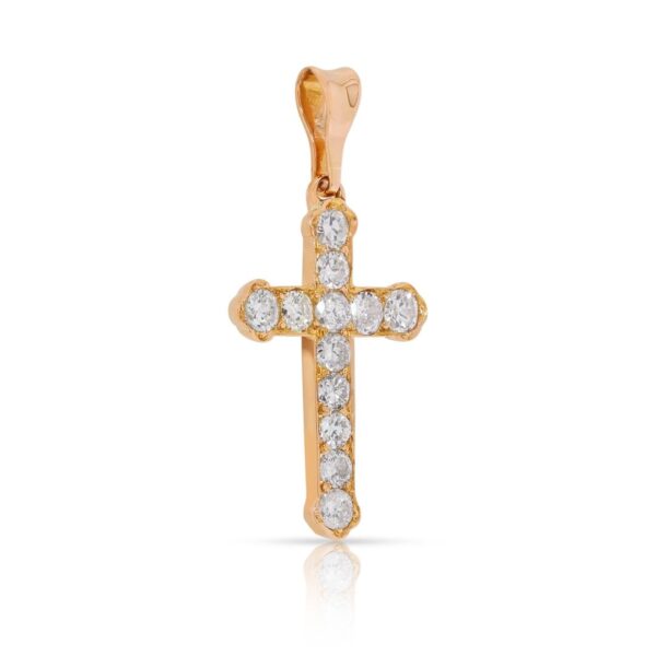 תליון צלב יהלומים חדש-לא-נענד 0.46 קראט בזהב צהוב 18 קראט