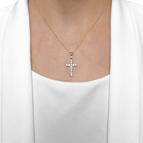 תליון צלב יהלומים חדש-לא-נענד 0.46 קראט בזהב צהוב 18 קראט