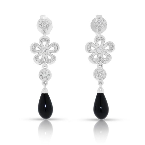 נואר 2.36ct יהלום טבעי ואוניקס בחיתוך אגס עגילים תלויים בזהב לבן 18K (חדש)