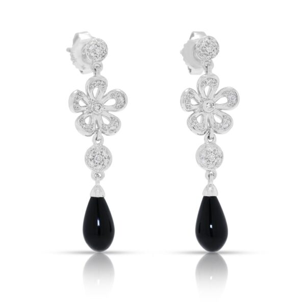 נואר 2.36ct יהלום טבעי ואוניקס בחיתוך אגס עגילים תלויים בזהב לבן 18K (חדש)