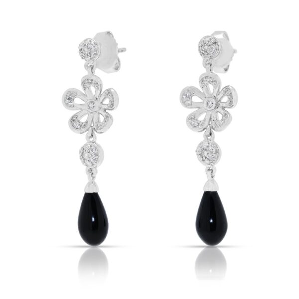 נואר 2.36ct יהלום טבעי ואוניקס בחיתוך אגס עגילים תלויים בזהב לבן 18K (חדש)