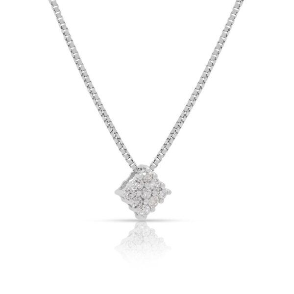 תליון ושרשרת זוהרים מזהב לבן 18 קראט עם אשכול יהלומים טבעיים 0.13 קראט