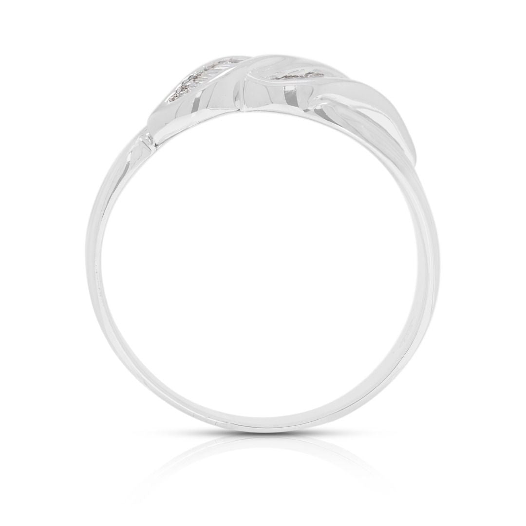 טבעת גל מתחדד יהלום טבעי זוהר 0.28 קראט בזהב לבן 18 קראט – תמונה 7