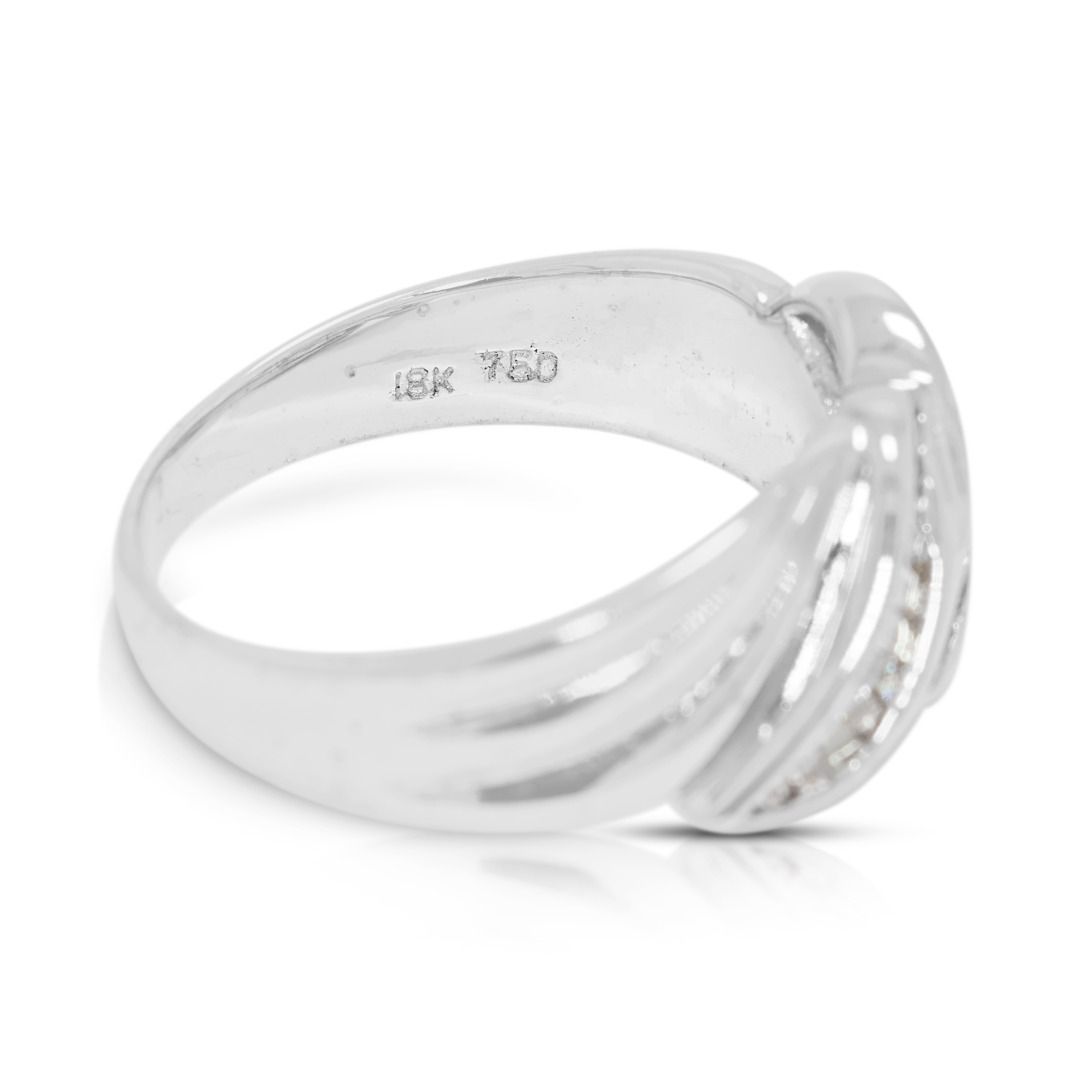 טבעת גל מתחדד יהלום טבעי זוהר 0.28 קראט בזהב לבן 18 קראט – תמונה 4