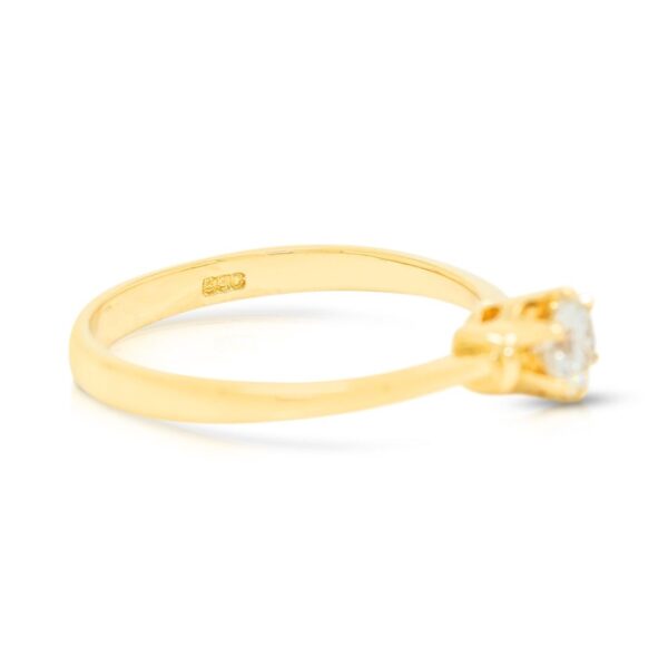 טבעת סוליטר יהלום טבעי עגול מבריק 0.30ct זוהרת בזהב צהוב 20K