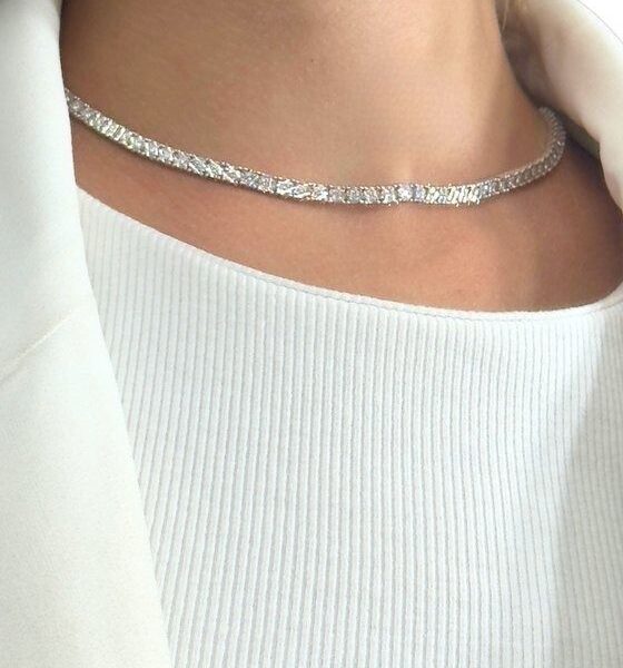 שרשרת יהלומים קורנת 2.43ct בזהב לבן 9k - מתועדת IGI