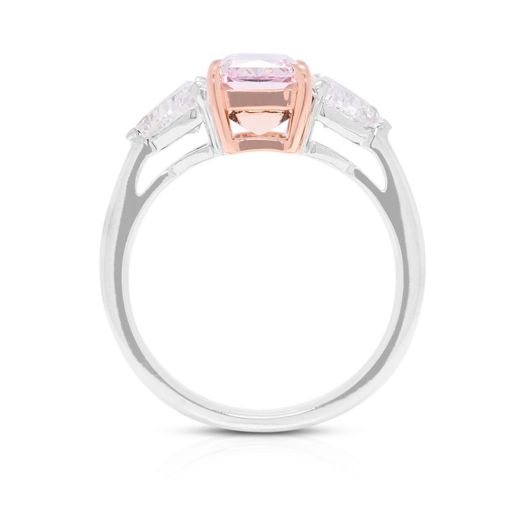 טבעת יהלום נדירה 2.69ct ורוד-סגול ולבן בזהב דו-גווני 18K (חדש) - GIA מתועדת – תמונה 7