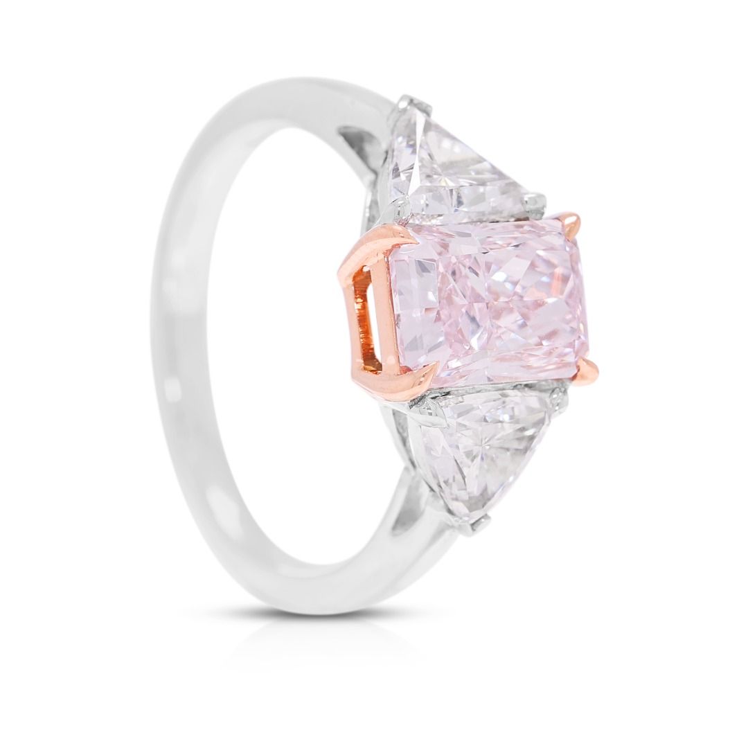 טבעת יהלום נדירה 2.69ct ורוד-סגול ולבן בזהב דו-גווני 18K (חדש) - GIA מתועדת – תמונה 5