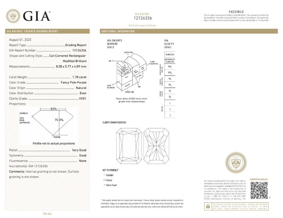 טבעת יהלום נדירה 2.69ct ורוד-סגול ולבן בזהב דו-גווני 18K (חדש) - GIA מתועדת – תמונה 8