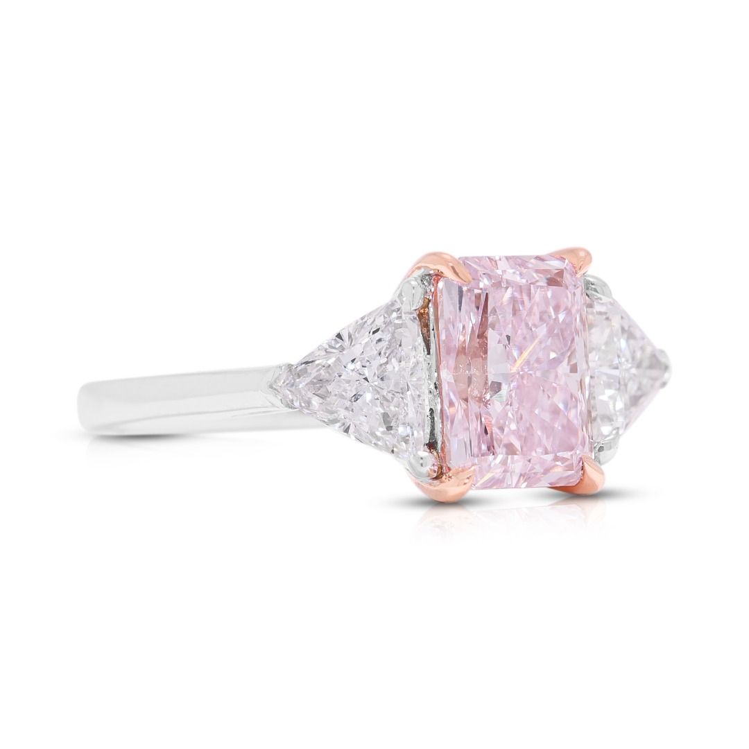 טבעת יהלום נדירה 2.69ct ורוד-סגול ולבן בזהב דו-גווני 18K (חדש) - GIA מתועדת – תמונה 3
