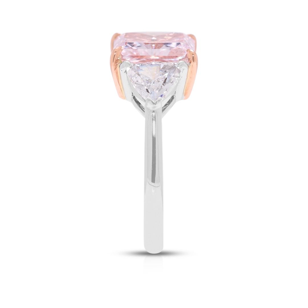 טבעת יהלום נדירה 2.69ct ורוד-סגול ולבן בזהב דו-גווני 18K (חדש) - GIA מתועדת – תמונה 6