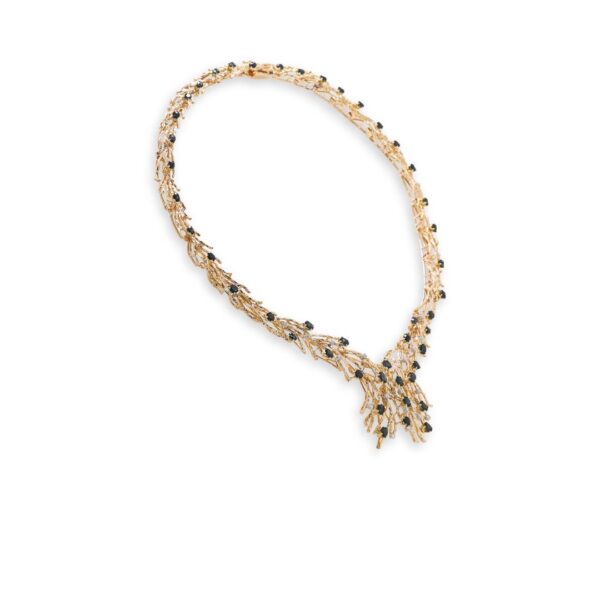 שרשרת זהב צהוב 18 קרט עם ספיר מלכותי 8.41 קרט ויהלום טבעי