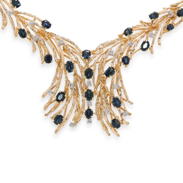 שרשרת זהב צהוב 18 קרט עם ספיר מלכותי 8.41 קרט ויהלום טבעי