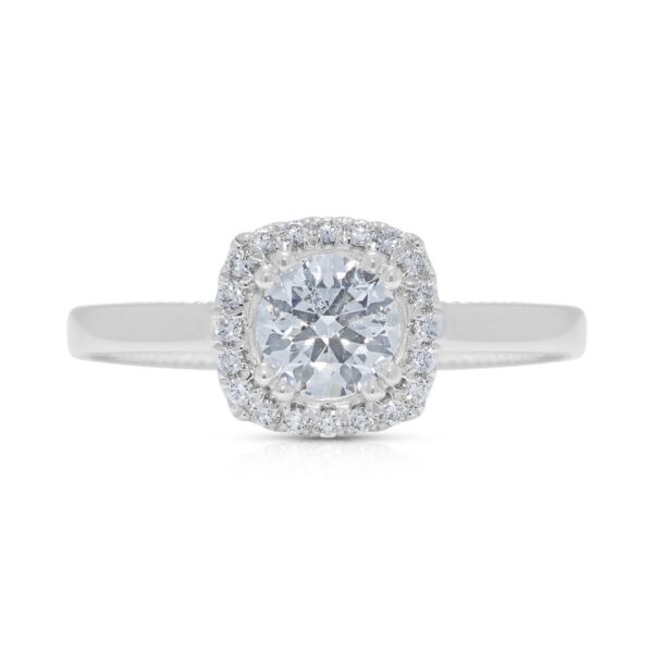 טבעת פלטינה מלכותית עם יהלום 1.01 קראט ועיטורי ספיר (חדש-לא נענד) - מתועדת AGS