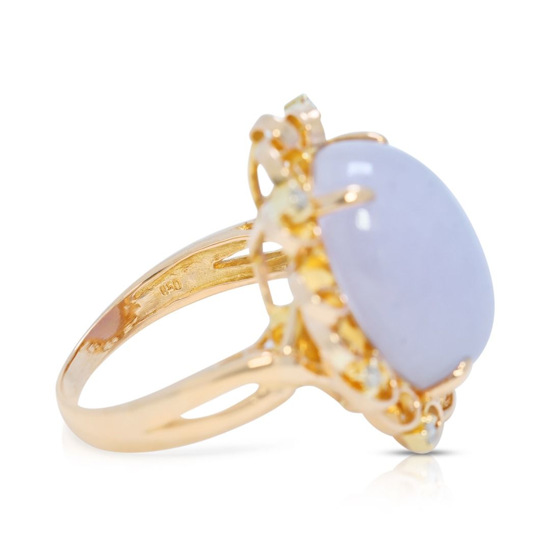 ⁦טבעת ירקן סוג A סגול מלכותי ויהלומים 1.20 קראט בזהב צהוב 20 קראט - NGI מתועדת⁩ – תמונה ⁦4⁩