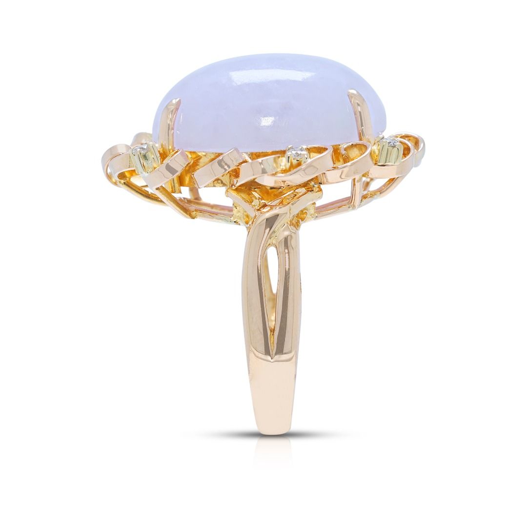 ⁦טבעת ירקן סוג A סגול מלכותי ויהלומים 1.20 קראט בזהב צהוב 20 קראט - NGI מתועדת⁩ – תמונה ⁦6⁩