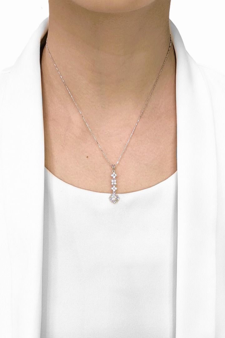 תליון טיפת יהלום טבעי 0.88 קרט מזהב לבן 18 קרט, בעיצוב מלוטש – תמונה 2