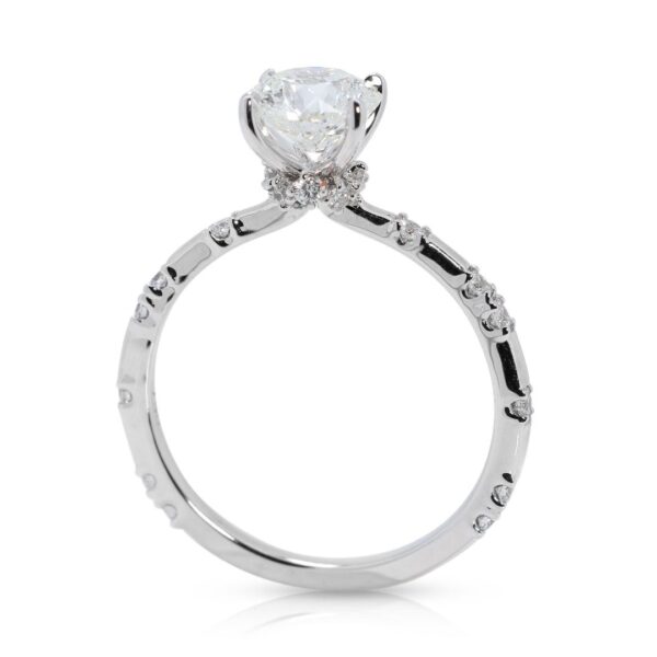 טבעת יהלום טבעי נוצצת בחיתוך דקגון 1.15ct בזהב לבן 18K מאת JANNPAUL (סט מלא) - מתועדת AGS