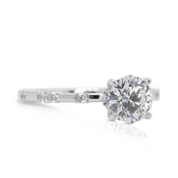 טבעת יהלום טבעי נוצצת בחיתוך דקגון 1.15ct בזהב לבן 18K מאת JANNPAUL (סט מלא) - מתועדת AGS