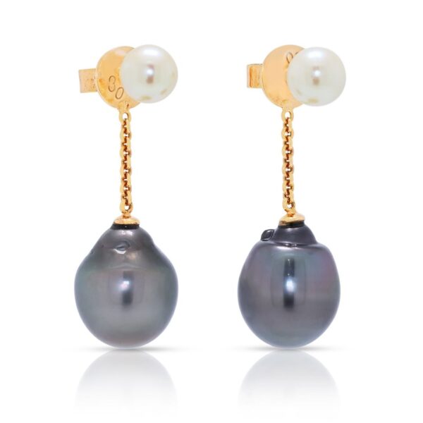 עגילים תלויים מרשימים עם פניני ים הדרום בארוקיות בזהב ורוד 20 קראט