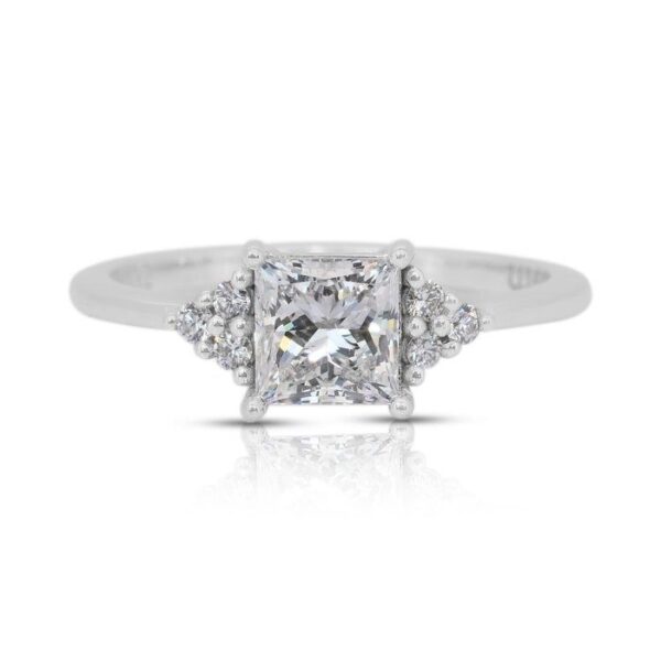 טבעת אשכול יהלומים מרהיבה במשקל 1.15ct בזהב לבן 14k - GIA מתועדת