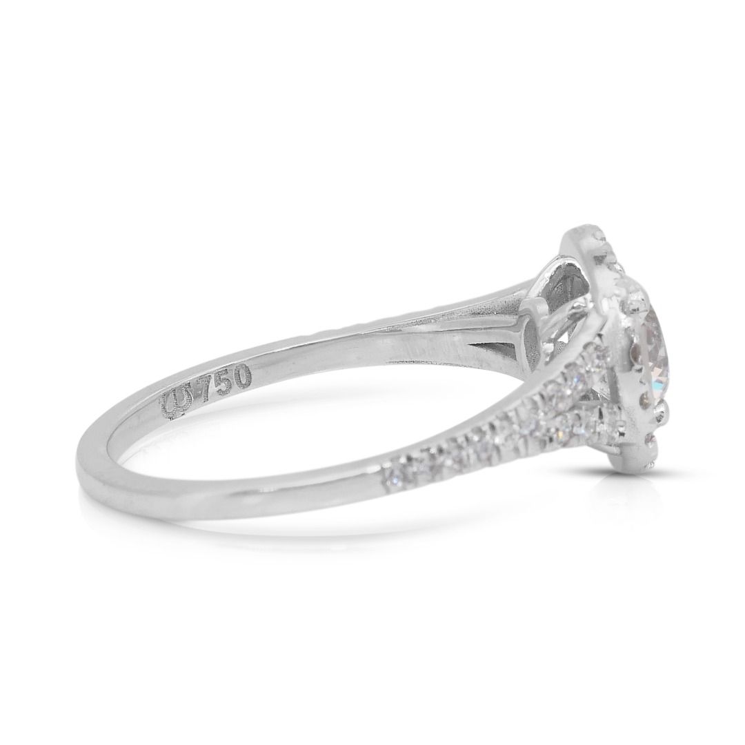 טבעת הילה מרהיבה עם יהלומים במשקל 1.50 קראט בזהב לבן 18 קראט - מתועדת IGI – תמונה 4
