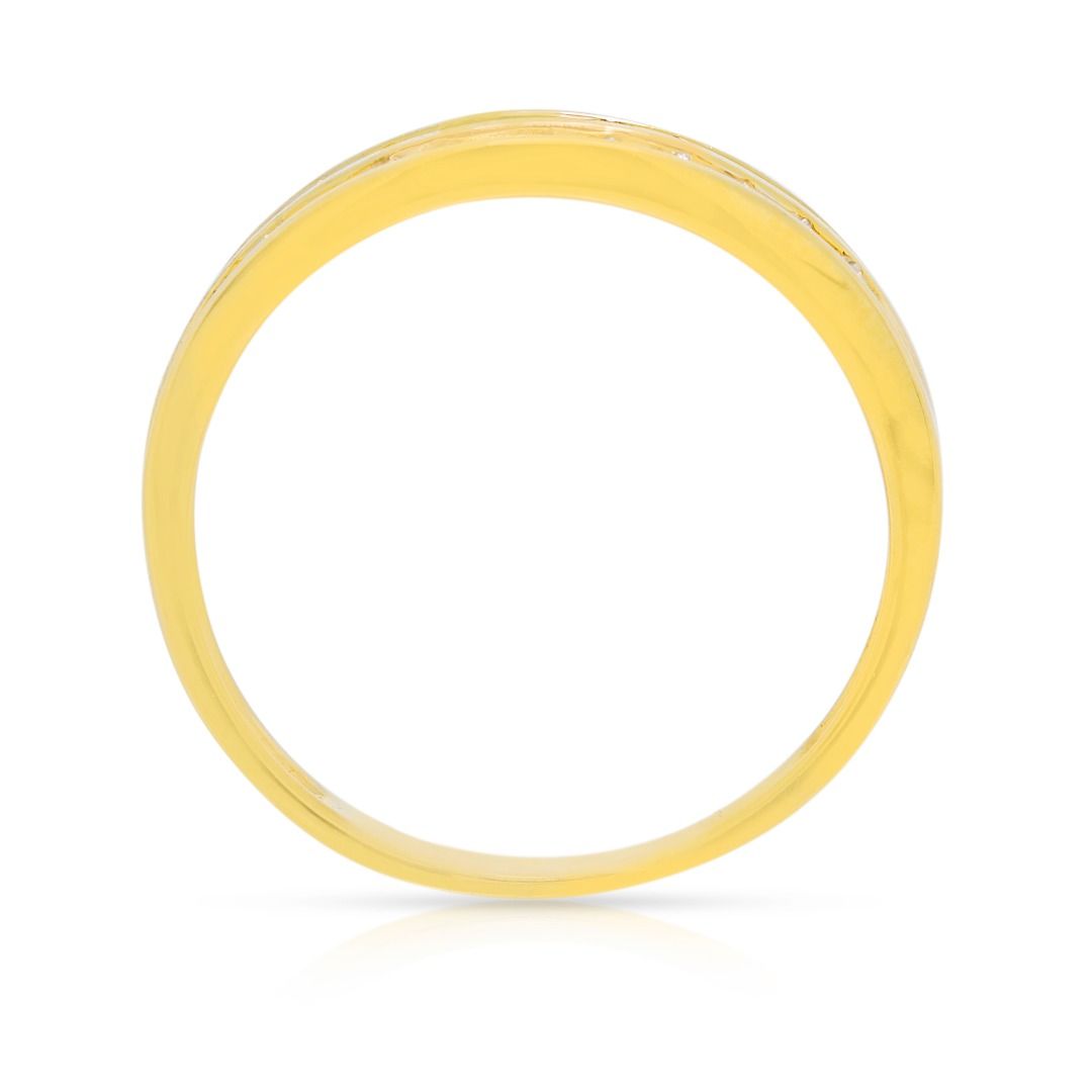 טבעת ערוץ כפול נצחית מזהב צהוב 9K, משובצת יהלומים טבעיים במשקל 0.22 קראט – תמונה 6