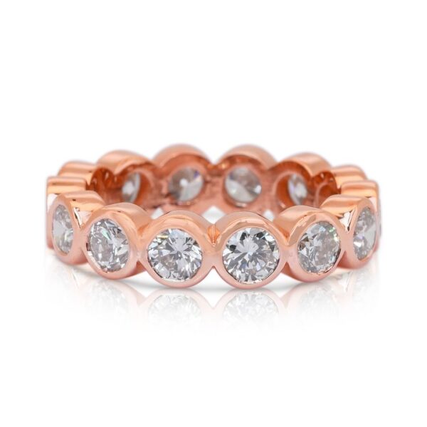 טבעת בנד יהלומים נצחית 2.83 קראט בזהב ורוד 18 קראט - מתועדת IGI