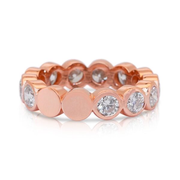 טבעת בנד יהלומים נצחית 2.83 קראט בזהב ורוד 18 קראט - מתועדת IGI