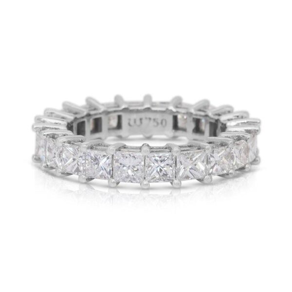 טבעת פס יהלומים על-זמנית במשקל 5.55 קראט בזהב לבן 18 קראט - מתועדת IGI