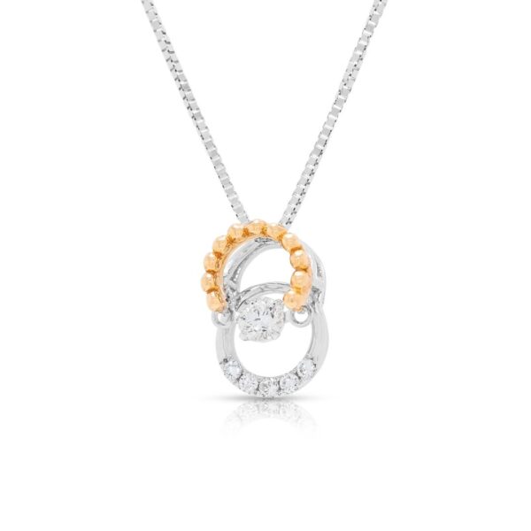 שרשרת אשכול מעוצבת באלגנטיות מיהלום טבעי 0.22 קראט בחיתוך עגול מבריק בזהב דו-גוני 18K