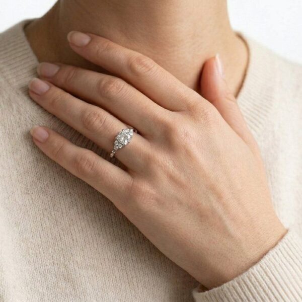 טבעת שזורה מזהב לבן 18K, 1.17 קראט GIA מתועדת