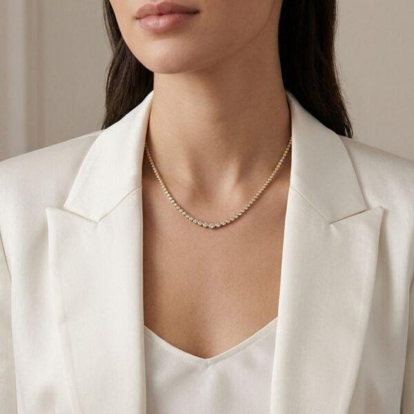 שרשרת טניס יהלומים טבעיים 1.50ct בחיתוך בריליאנט מזהב צהוב 18K