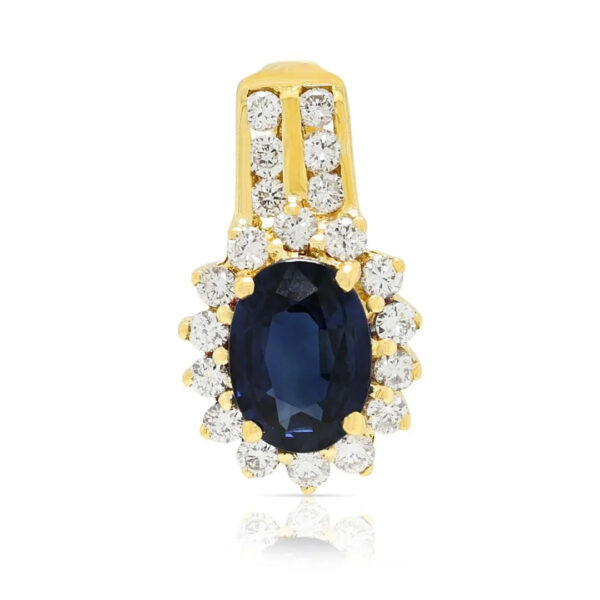 תליון ספיר ויהלומים שובה לב במשקל 1.05 קרט בזהב צהוב 18K