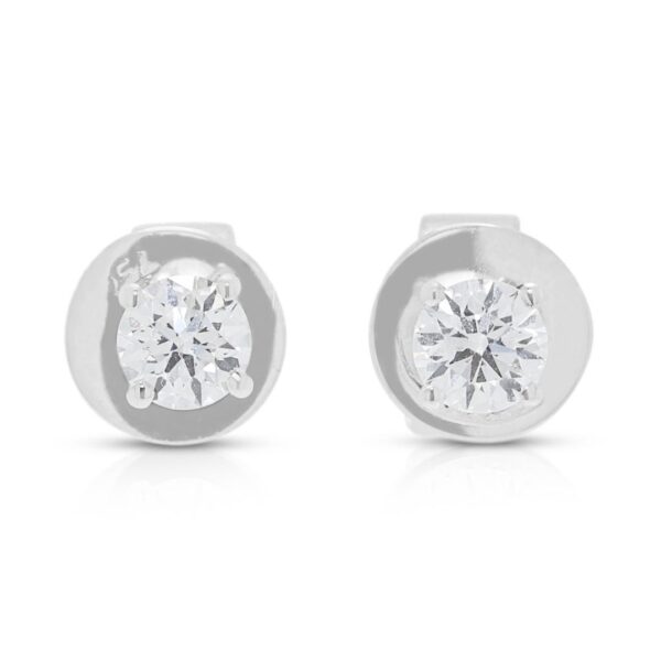 עגילי יהלום צמודים Lazare מתועדים 0.38ct בזהב לבן 18K