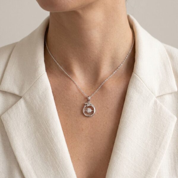 שרשרת יהלום שיקית 0.10 קראט מזהב לבן 14 קראט (חדש)