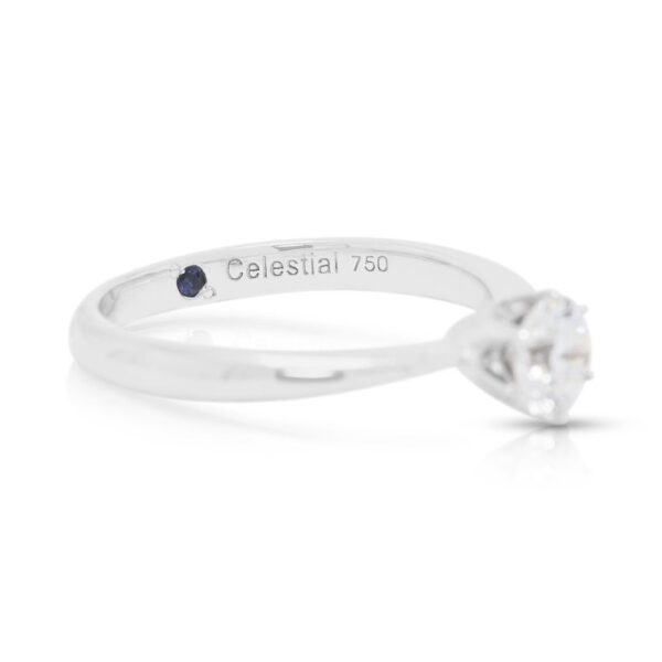 טבעת סוליטר אלגנטית עם יהלום במשקל 0.35 קראט של Gold Heart Celestial בזהב לבן 18 קראט