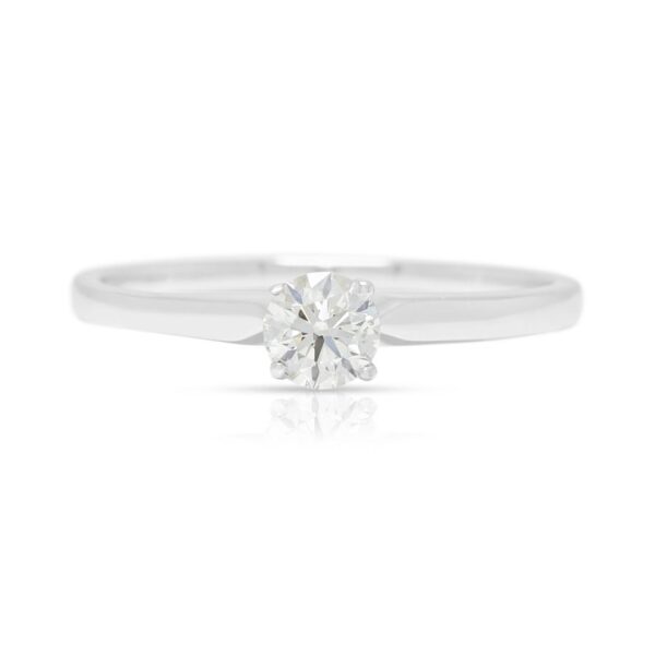 טבעת סוליטר יהלום קלאסית 0.35 קראט בזהב לבן 18 קראט - GIA מתועדת