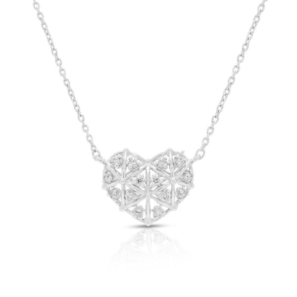 שרשרת לב עדינה מיהלום טבעי 0.07 קראט בזהב לבן 14K